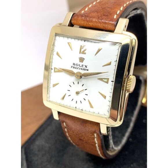 Rolex Precision 4645 Watch Vintage Swiss Automatic 14k Gold Case White Dial 31mm - Picture 1 of 16